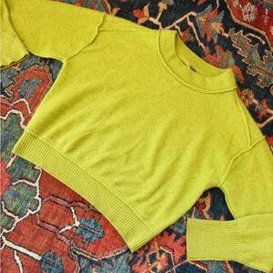 Free People Green Chartreuse 100% Cashmere Sweater sz small